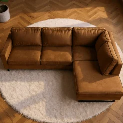 Mangohoutonline Hoekbank Barcelona 4-zits Rechts Cognac Mahom