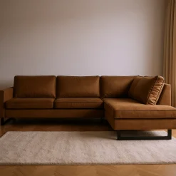 Mangohoutonline Hoekbank Barcelona 4-zits Rechts Cognac Mahom