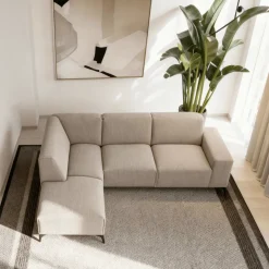 Mangohoutonline Hoekbank Brooklyn 4-zits Links Beige Mahom