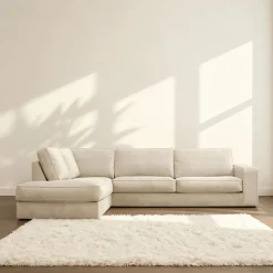 Mangohoutonline Hoekbank Colton 4-zits Links Crème Mahom