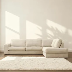 Mangohoutonline Hoekbank Colton 4-zits Rechts Crème Mahom