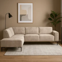 Mangohoutonline Hoekbank Madrid 4-zits Links Beige Mahom