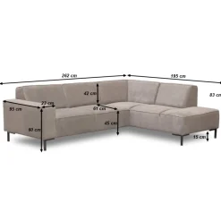 Mangohoutonline Hoekbank Madrid 4-zits Rechts Beige Mahom