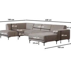 Mangohoutonline Hoekbank Madrid 5-zits U-opstelling Rechts Stone Mahom