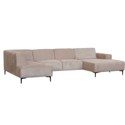 Mangohoutonline Hoekbank Madrid 5-zits U-opstelling Links Beige Mahom