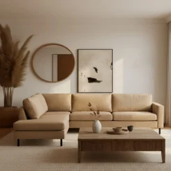 Mangohoutonline Hoekbank Malaga 4-zits Links Crème Mahom