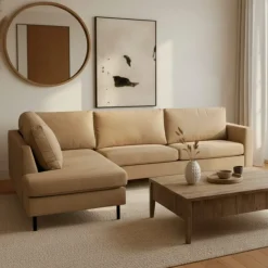 Mangohoutonline Hoekbank Malaga 4-zits Links Crème Mahom