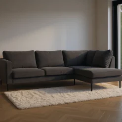 Mangohoutonline Hoekbank Malaga 4-zits Rechts Antraciet Mahom