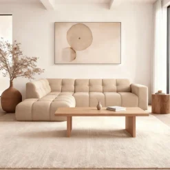 Mangohoutonline Hoekbank Noah 4-zits Links Crème Mahom