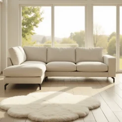 Mangohoutonline Hoekbank Nora 4-zits Links Crème