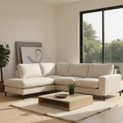 Mangohoutonline Hoekbank Nora 4-zits Links Crème