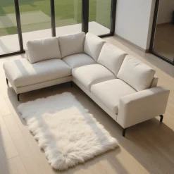 Mangohoutonline Hoekbank Nora 4-zits Links Crème