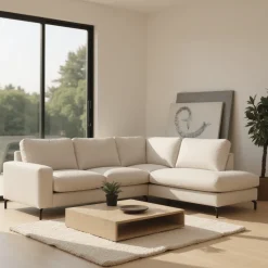 Mangohoutonline Hoekbank Nora 4-zits Rechts Crème