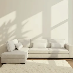 Mangohoutonline Hoekbank Nova 4-zits Links Crème Mahom