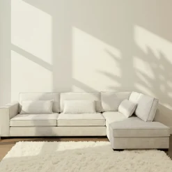 Mangohoutonline Hoekbank Nova 4-zits Rechts Crème Mahom