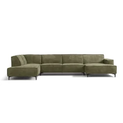 Mangohoutonline Hoekbank River 5-zits U-opstelling Rechts Groen PEPP