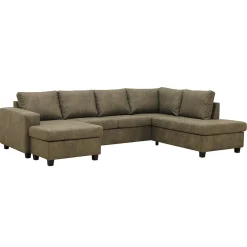 Mangohoutonline Hoekbank Santiago 4-zits U-opstelling Rechts Groen Mahom