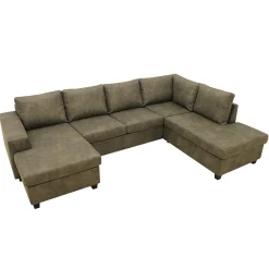 Mangohoutonline Hoekbank Santiago 4-zits U-opstelling Rechts Groen Mahom