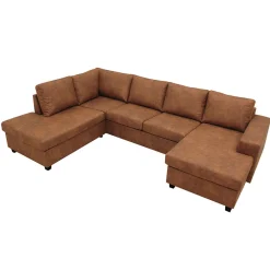 Mangohoutonline Hoekbank Santiago 4-zits U-opstelling Links Cognac Mahom