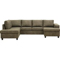 Mangohoutonline Hoekbank Santiago 4-zits U-opstelling Links Groen Mahom