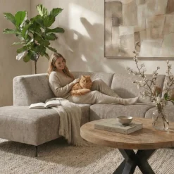 Mangohoutonline Hoekbank Sevilla 4-zits Links Donkergrijs Mahom