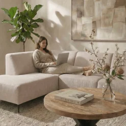 Mangohoutonline Hoekbank Sevilla 4-zits Links Beige Mahom