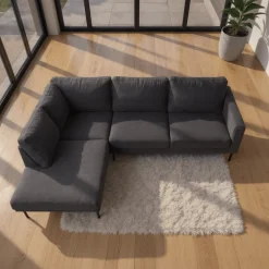 Mangohoutonline Hoekbank Sterre 4-zits Links Antraciet Mahom