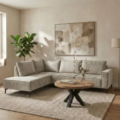 Mangohoutonline Hoekbank Valencia 4-zits Links Grijs Mahom