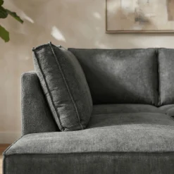 Mangohoutonline Hoekbank Valencia 4-zits Links Donkergrijs Mahom