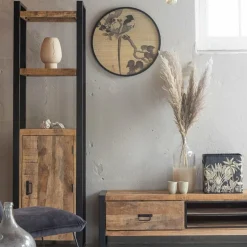 Mangohoutonline Mangohouten Boekenkast Britt met een kastdeur Mahom