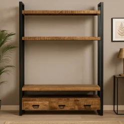 Mangohoutonline Mangohouten Boekenkast Britt 150 cm Mahom