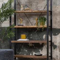 Mangohoutonline Mangohouten Boekenkast Britt 160 cm Mahom