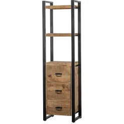 Mangohoutonline Mangohouten Boekenkast Britt met 3 lades Mahom