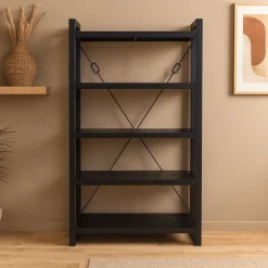 Mangohoutonline Mangohouten Boekenkast Britt Black 120 cm Mahom