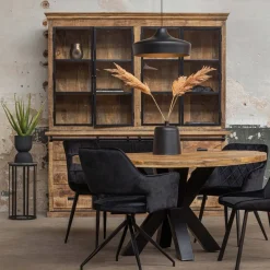 Mangohoutonline Mangohouten Buffetkast Denver 200 cm Dubbele Deurtjes Recht Mahom