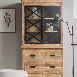 Mangohoutonline Mangohouten Buffetkast Denver 100 cm 3 lades X Mahom