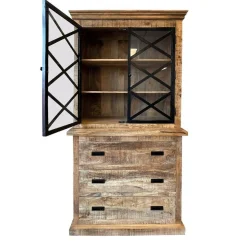 Mangohoutonline Mangohouten Buffetkast Denver 100 cm 3 lades X Mahom