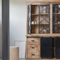 Mangohoutonline Mangohouten Buffetkast Denver 200 cm Dubbele Deurtjes X Mahom