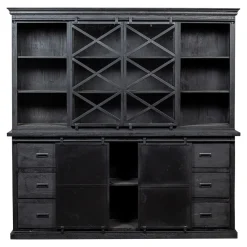 Mangohoutonline Mangohouten Buffetkast Denver Black 160x220 cm Dubbele Deurtjes X Mahom