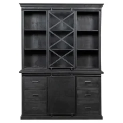 Mangohoutonline Mangohouten Buffetkast Denver Black 160x220 cm X Enkele Deur Mahom