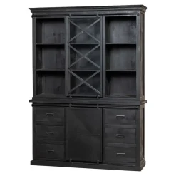 Mangohoutonline Mangohouten Buffetkast Denver Black 160x220 cm X Enkele Deur Mahom