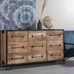 Mangohoutonline Mangohouten Dressoir Baltimore 160 cm 9 laden Mahom