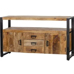 Mangohoutonline Mangohouten Dressoir Britt 140 cm met 3 lades en 2 deuren Mahom