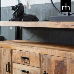 Mangohoutonline Mangohouten Dressoir Britt 140 cm met 3 lades en 2 deuren Mahom