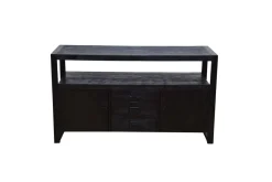 Mangohoutonline Mangohouten Dressoir Britt Black 140 cm met 3 lades en 2 deuren Mahom