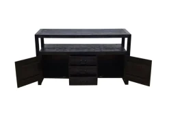 Mangohoutonline Mangohouten Dressoir Britt Black 140 cm met 3 lades en 2 deuren Mahom