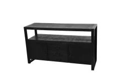 Mangohoutonline Mangohouten Dressoir Britt Black 140 cm met 3 lades en 2 deuren Mahom