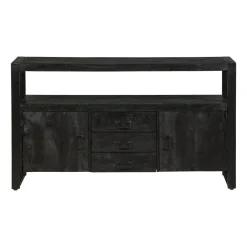 Mangohoutonline Mangohouten Dressoir Britt Black 140 cm met 3 lades en 2 deuren Mahom