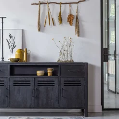 Mangohoutonline Mangohouten Dressoir Henderson Black 180 cm Mahom