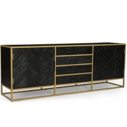 Mangohoutonline Mangohouten Dressoir Napels 210 cm Goud Mahom